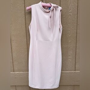 Calvin Klein Blush Pink Sleeveless Sheath Dress with mock Neck Tie Sz 10